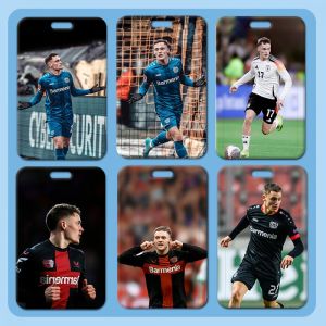 Slide Cover ABS Plastic Cardholder Student Meal Card Transportation Card Student ID Employee Work Badge Document Protector + Lanyard Germany Football Wirtz Theme