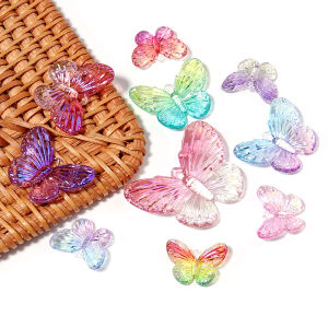 Hạt Cườm Acrylic Hình Bướm Nhiều Màu Sắc Chuyển Sắc 10/20/40 Chiếc Hạt Rời Để Làm Đồ Trang Sức Tự Làm Như Vòng Tay Vòng Cổ Khuyên Tai Trang Trí