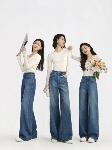 HIPPIE MISS | Customized Fit Hipster Girl Wide Leg Jeans Loose Tencel Draped Straight Leg