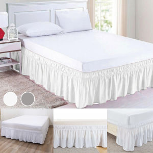 Pure Color Bed Skirts Without Bed Surface Elastic Band Ruffle Valance Drop Bed Skirt