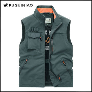 Fuguiniao Outdoor Photographer Waistcoat Mens Unloading Vest Tactical Webbed Gear Coat Tool Many Pocket Work Sleeveless Jacket Man Vest