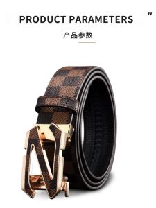 FengShun Mens Genuine Leather Belt with Automatic Buckle Fashionable Luxury Business Pants Belt Soft Surface Two Layer Cowhide