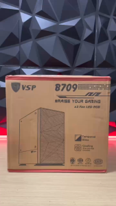 Vỏ Case Máy Tính VSP Gaming Mid Tower B709 - Trắng/Đen + 3 Fans Led Chính hãng