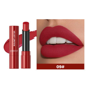 QIBEST Son Môi Matte Cao Cấp Sắc Tố Cao Lâu Trôi Không Dính Cốc Màu Đỏ Lip Tint Cổ Điển Gợi Cảm Lipgloss Mỹ Phẩm 3.7G