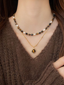 Long Double Layer Clavicle Chain Necklace Womens Fashion Luxury Sweater Chain Exaggerated Accessory Lightweight Alloy