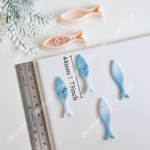 2pcs Embossed Sardine Polymer Clay Cutter & Stamp for Earring & Jewelry Making Long Skinny Fish Clay Molds for Pendant Making