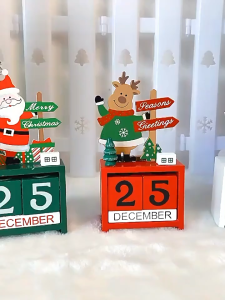 Christmas Wooden Desk Calendar Countdown Desktop Calendar Decoration Santa Claus Office Decoration
