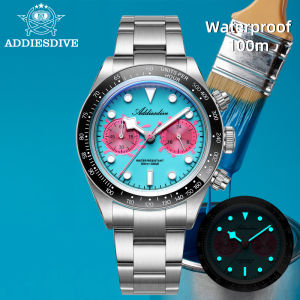 ADDIESDIVE Mens Luxury Quartz Watch Contrasting Dial Ceramic Bezel 100m Water Resistance BGW9 Blue Lume Stylish Quartz Watch