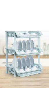 Kệ úp chén đĩa nhựa VIỆT NHẬT - 2 tầng 3 tầng - Khe cắm dĩa khay đựng nước thừa - 5595-2/3