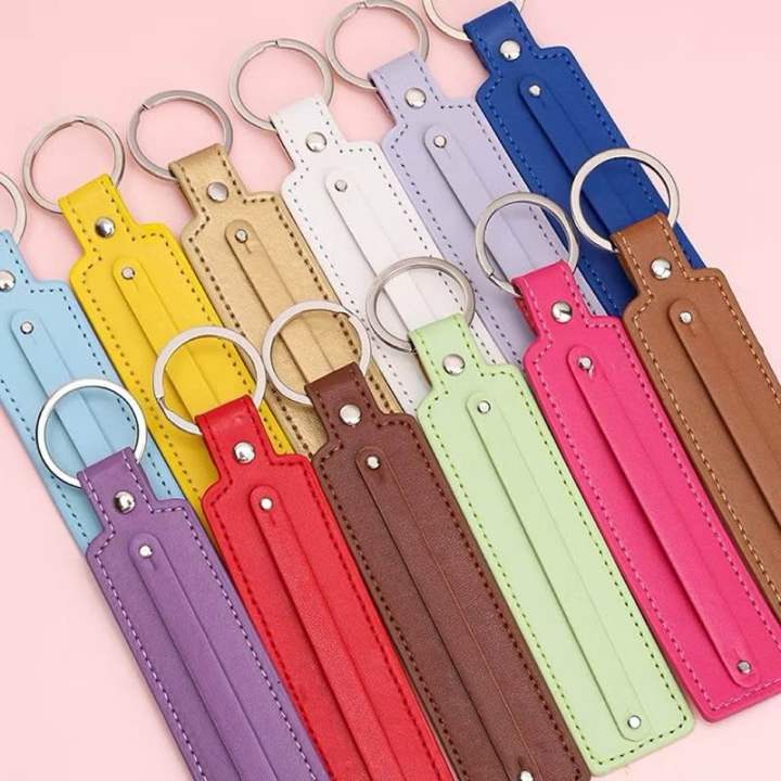 FAST SHIP 10Pcs PU Leather Keychain with Key Rings – DIY Key Chains ...
