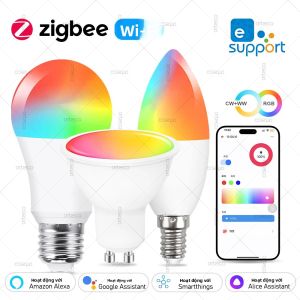 Bóng Đèn LED Thông Minh EWelink E27/E14 GU10 WiFi Zigbee Có Thể Điều Chỉnh Độ Sáng Ánh Sáng RGB CW Hoạt Động Với Alexa Google Home Yandex Alice Cho Hệ Thống Tự Động Hóa Nhà Cửa
