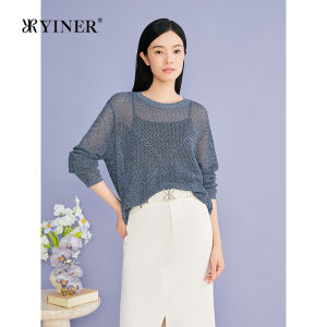 YINER | Autumn New Fashion Crew Neck Hollow Textured Knitwear