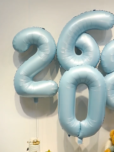 DINOSO Balon Foil Angka Large 32 Inci Warna Biru Doff Pastel Helium Foil Balon Nomor Balon Foil Dekorasi Pesta Angka 0-9 Jumbo 32 inch