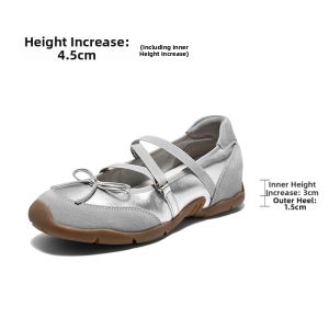 Belle | Silver Ballet Mary Jane Flat Shoes For Women