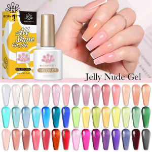 BORN PRETTY 10ml Transparent Jelly Nude Gel Nail Polish Sheer Glitter Crystal Varnis Semi Permanent for Nail Art DIY at Home