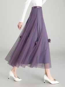 Beach Vacation Sequin Mesh Asymmetrical Puffy Skirt Womens Fashion High Waist A-Line Gown Polyester Fiber Elastic Waist