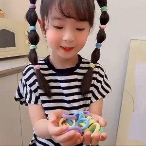 35pcs/Jar Colorful Elastic Hair Band Kids Hair Tie Korean Women Small Size Ponytail High Elasticity Band Fashion Hair Accessories
