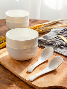 ชามเซรามิกลายกระดูกสำหรับใช้ในบ้านสไตล์เกาหลี 2 ชิ้น ชามสำหรับใส่ข้าว ชามสำหรับอบในไมโครเวฟ ชามสำหรับกินต้มยำ