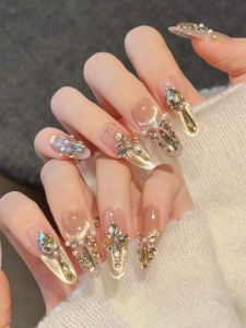 Nhựa Giả Móng Tay Thủ Công Màu Sét Bạc Sáng Bóng Móng Tay Kiểu Pháp Móng Tay Lấp Lánh Móng Tay Có Thể Tháo Rời Màu Trắng Lấp Lánh Lấp Lánh Lấp Lánh