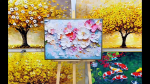 Tranh Hoa 5D Giả Đắp Nổi Tranh Treo Tường Tranh Tráng Gương Tranh Canvas Tranh Tráng Gương