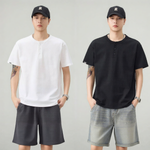 Mark Fairwhale | Henley Collar Short Sleeve Summer Casual Tee