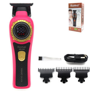Máy Cắt Tóc Không Dây Kemei KM999 Màn Hình Kỹ Thuật Số Máy Tỉa Tóc Điện Chuyên Nghiệp Với Lưỡi Dao Thép Gốm Điều Chỉnh Chính Xác
