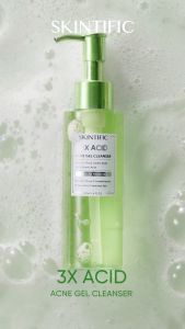 【ใบเฟิร์น พิมพ์ชนก PICK】SKINTIFIC 3X Acid Acne Gel Cleanser ทำความสะอาดใบหน้าจากฝุ่นละอองและสิ่งสกปรก