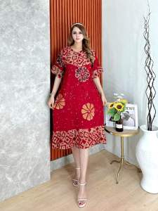 Daster Susun Cap Malaman / Dress Rayon Motif Cap Super Premium / Jumbo LD 115cm PB 120cm Busui