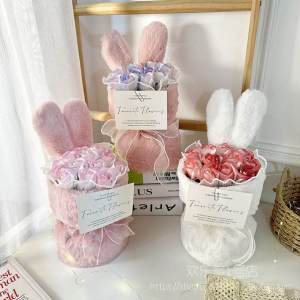 Bó Hoa Gốm Bông Tai Thỏ Hoa Hồng Mô Phỏng Quà Tặng Ngày Lễ Tình Nhân Bó Hoa Thơm Ngày Nhà Giáo Quốc Gia Quà Tặng Sáng Tạo