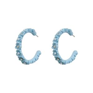 Srrmhyn Gentle Blue Pearl Earrings Womens Fashion Sensation Small Design Summer Hoop Earrings Festive Decorations