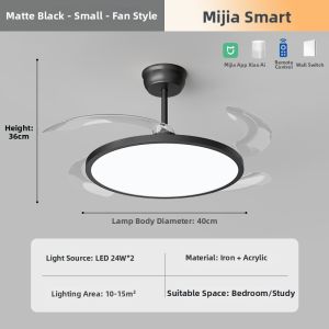 EUROB | Invisible Slim Silent Full Spectrum Eye-Protective Ceiling Fan Light