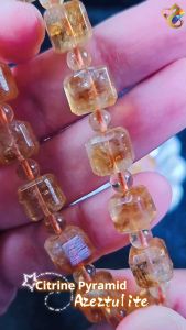 Graduation Grade Citrine Pyramid Azeztulite Blue Needle Cube Bracelet