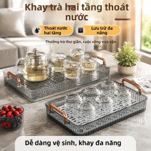 Jiaxun | Khay Trà Sang Trọng Hai Lớp Hình Chữ Nhật