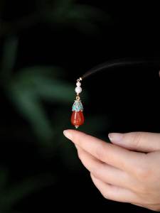 Tóc Nữ Cao Cấp Mới Trung Quốc Đỏ Mã Não Tua Rua Phong Cách Cổ Điển Trang Phục Hanfu Phụ Kiện Tóc Đầu Năm Mới