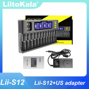 LiitoKala Lii-S12 Multifunctional Battery Charger 12 Slot For 1.2V 3.8V 3.2V 3.7V NiMH/Cd 9v 21700 18650 26650 26700 AA AAA