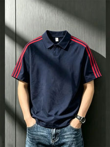 Navy Blue 3-Stripe Short Sleeve Polo T-shirt