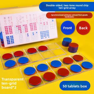 JINGQING | Red and Blue Double-Sided Counting Chips 50 Pieces