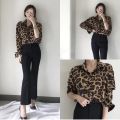 KEMEJA LEOPARD OUTFIT WANITA RETRO VINTAGE. 
