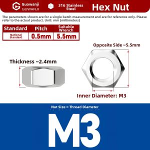 GUWANJI | Stainless Steel Hex Nut Assorted Sizes