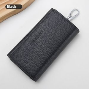 New 2025 Genuine Leather Key Pouch Wallet Mini Large Capacity Mens Key Bag Female Multifunctional Lock Key Bag Sweet Lady Style