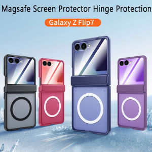 Compatible with Magsafe for Samsung Galaxy Z Flip 8 Case Z Flip 7 Case with Screen Protector Hinge Protection Translucent Hard Heavy Duty Hard Full Body Slim Magnet Cover