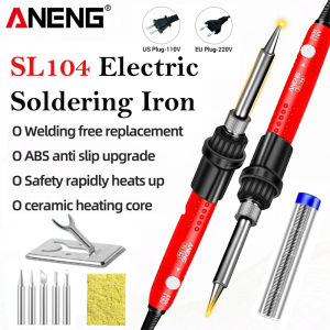 Soldering Iron kit 60W Electric Adjustable Temperature ANENG SL104 EU/220V US/110V Portable Heater Soldering Iron Tips Welding