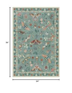 VIKAMA Green Insect Washable Kitchen Rug Non Slip Bathroom Entryway Mat Ultra Thin Soft Door Mat Bedroom Floor Mat Indoor Decor