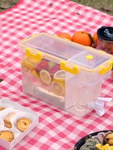 3.5L Drink Dispenser Water Jug With Tap Clear Jar Drink Fruit Teapot Tank Refrigerator Juice Cold Kettle