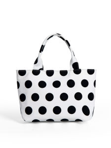Fashionable Retro Polka Dot Handbag Dotlyn round Shape Womens Crossbody Bag Handheld Commuter Bag Soft Nylon Strap Polyester Lining