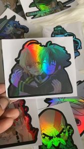 Stiker Hologram MIKA & yuu Seraph of the End ukuran 8 cm