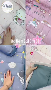 🧧BÉ ĐI HỌC🧧Bộ Nệm Gối Trẻ Em Đi Học Lyocell Than Hoạt Tính Thoáng Mát (Kèm Túi Đựng) - Nemtot Bedding