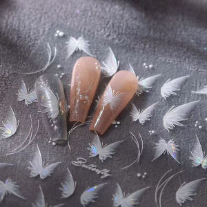 Miếng Dán Móng Tay 3D Hình Nơ Hoa Sáng Bóng Hiệu Ứng Cầu Vồng Nổi Ren Tự Dính Dùng Trang Trí Móng Tay Tự Làm