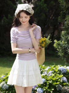 Áo Thun Nữ Tím Dáng Ôm Elegante