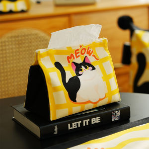 Luxurious Cartoon Bear Cat Design Tissue Box Holder Living Room Car Use High End Draw Tissue Box Fabric Material Handmade